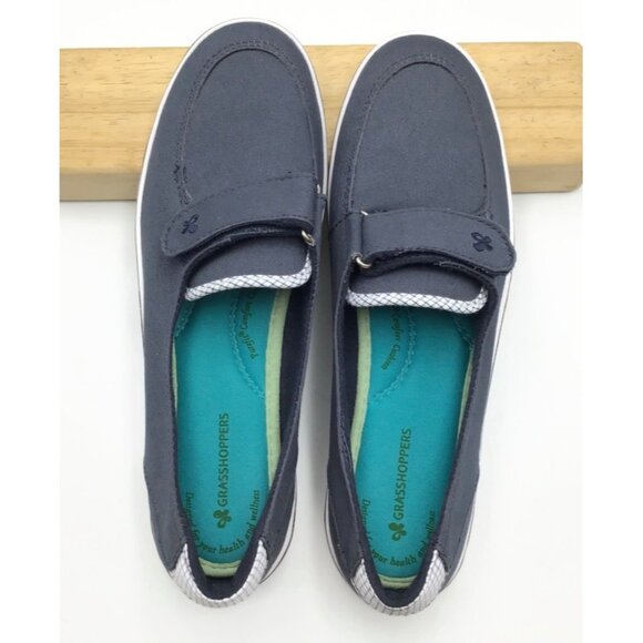 Grasshoppers Shoes Womens 7 Navy Blue Unworn Canvas Easy On Casual Comfort Cute - Picture 4 of 10